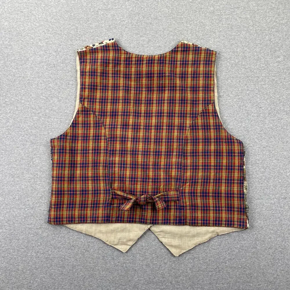 VTG Paul Harris Patchwork Vest Womens M Floral Plaid Cottagecore Fairy Grunge